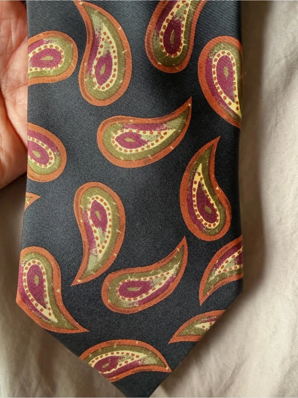 Britches of Georgetown Black Paisley Silk Tie with Red and Gold Accents